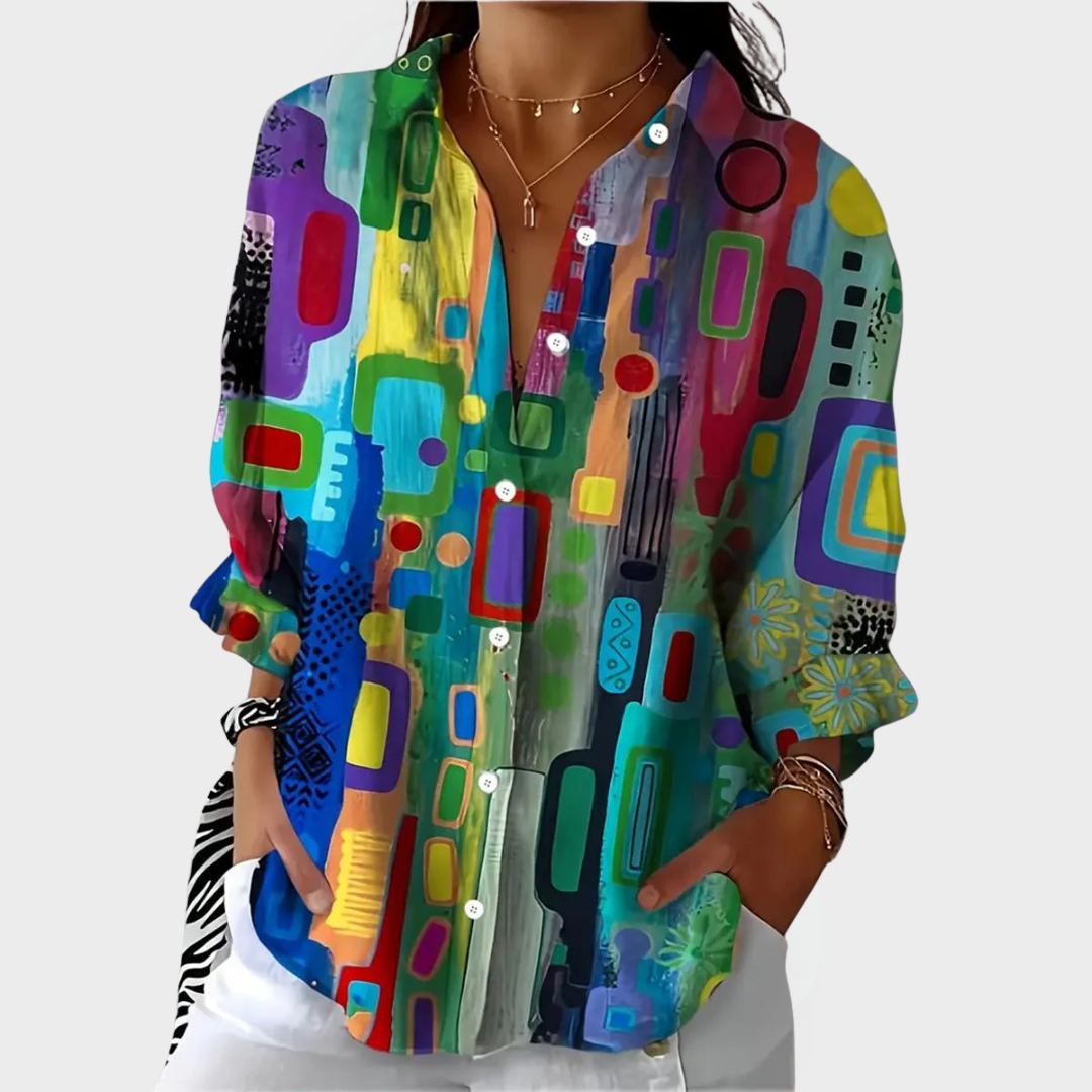 Ava™ blouse met geometrisch patroon