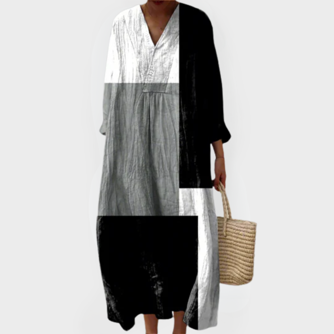 Colette | Abstract Patchwork Maxi Jurk