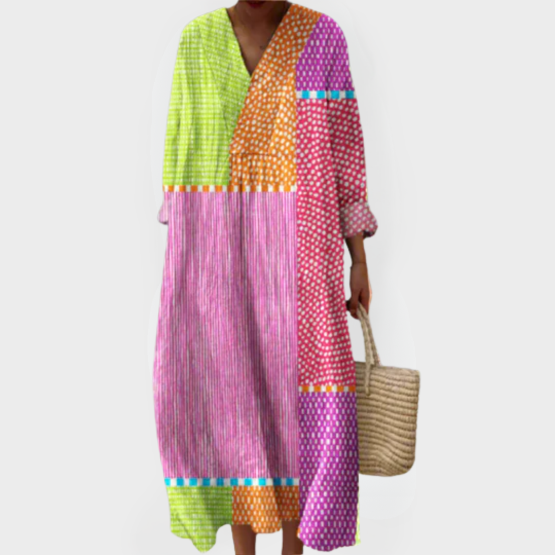 Ruby | Patchwork Polka Maxi Jurk