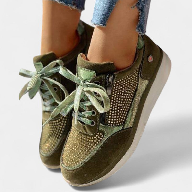 Gleame Sneakers - Casual veterschoenen met rits voor dames