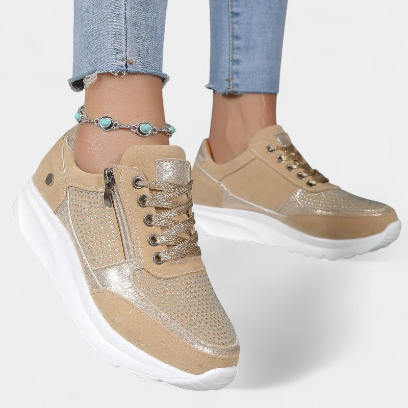 Gleame Sneakers - Casual veterschoenen met rits voor dames