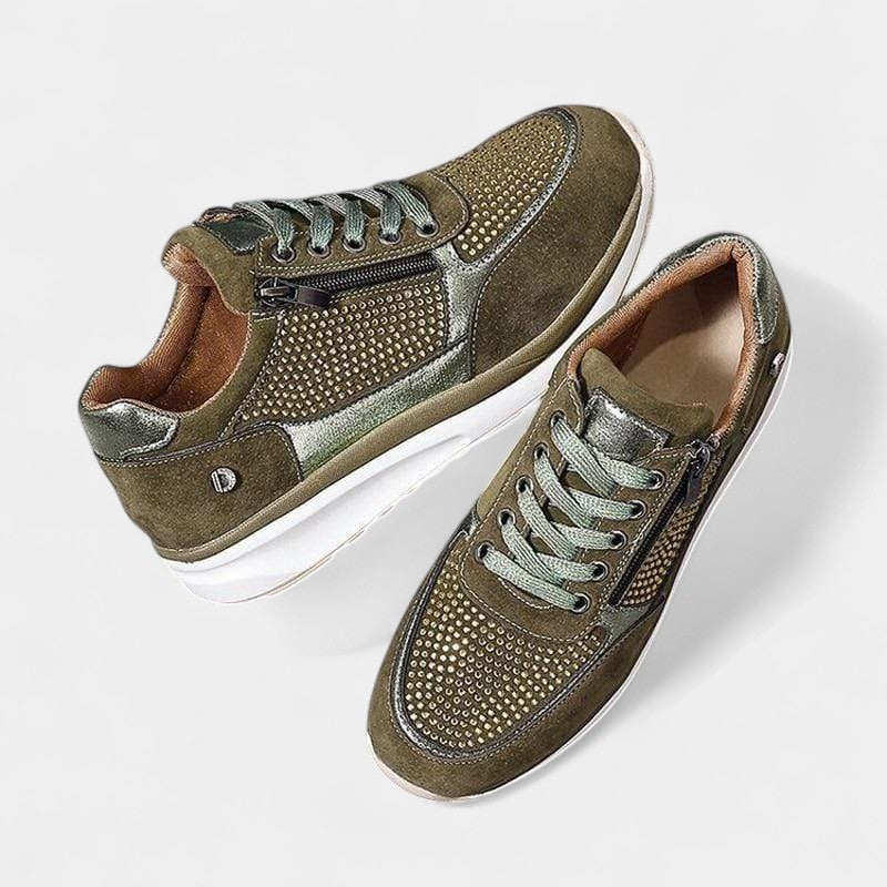 Gleame Sneakers - Casual veterschoenen met rits voor dames