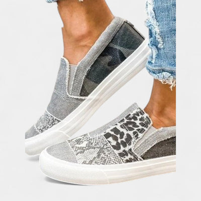 Gleame Instappers - Vrouwelijke casual platte sneakers in denim