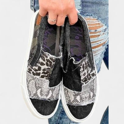 Gleame Instappers - Vrouwelijke casual platte sneakers in denim